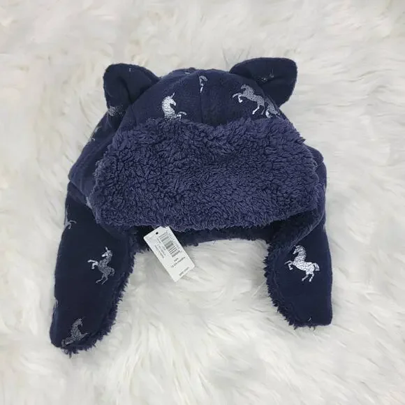 Gap Unicorn Navy Beanie Hat 12-24 Months - Picture 2 of 5